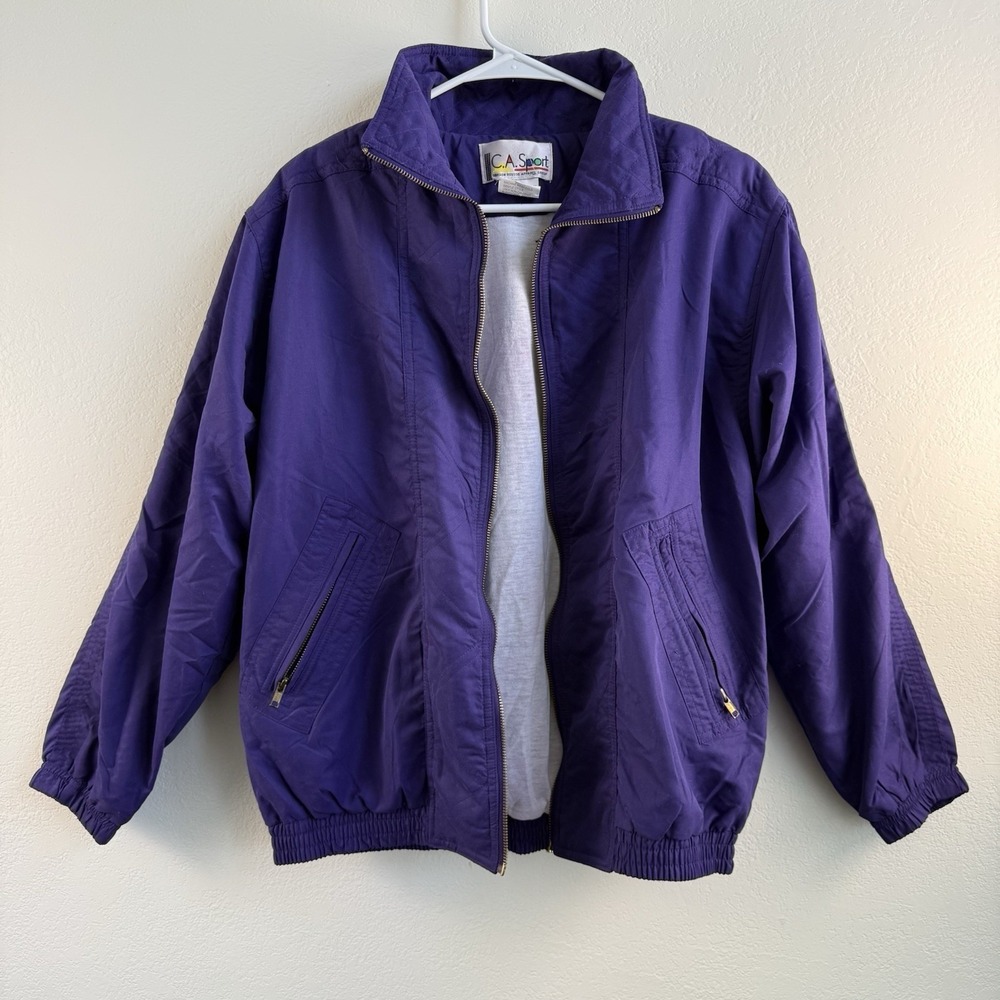 Vintage CA Sport Jacket Womens Small Purple Windbreaker *Broken Zipper *90s